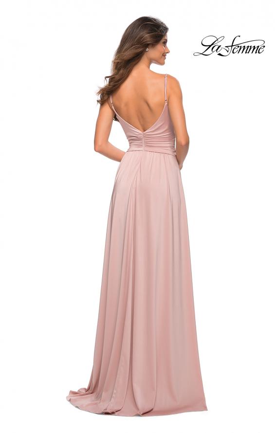 Picture of: Elegant Criss-Cross Ruched Bodice Jersey Dress in Mauve, Back Picture