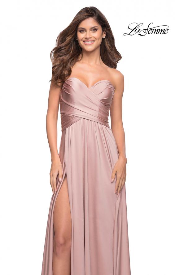 Picture of: Simple Strapless Jersey Dress with High Slit in Mauve, Style: 30700, Detail Picture 2