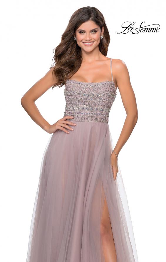 Picture of: Long Tulle Prom Dress with Beaded Bodice in Mauve, Style: 28535, Detail Picture 3