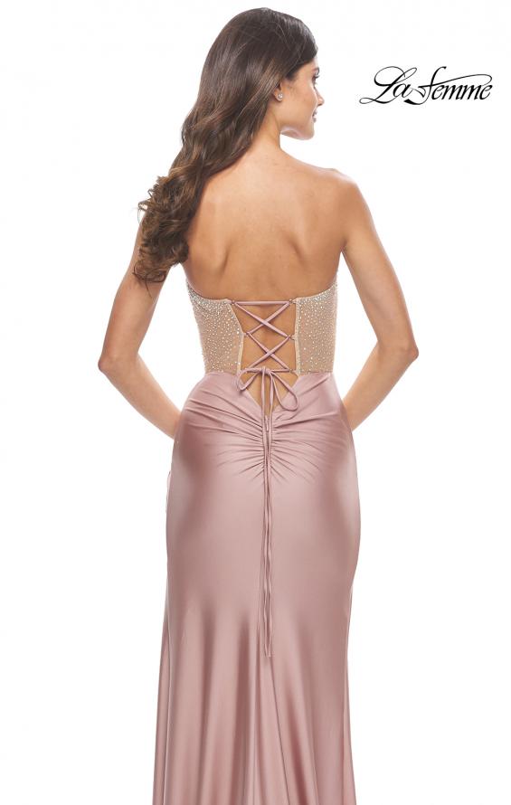 Picture of: Jersey Dress with Knot Detail and Sheer Rhinestone Bodice in Mauve, Style: 31556, Detail Picture 5