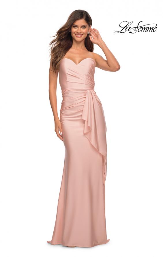 Picture of: Strapless Evening Dress with Ruffle on Slit in Mauve, Detail Picture 7