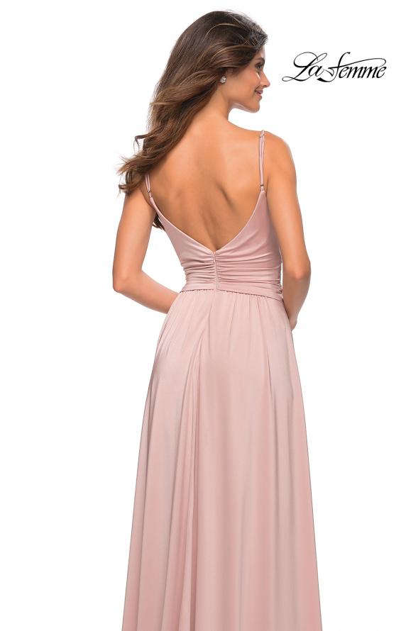 Picture of: Elegant Criss-Cross Ruched Bodice Jersey Dress in Mauve, Detail Picture 7