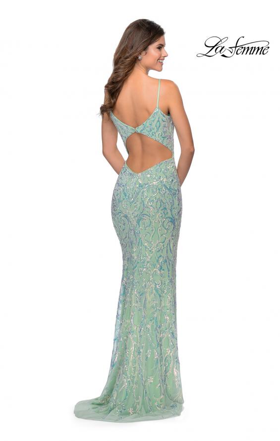 Picture of: Iridescent Floral Prom Dress with Cut out Open Back in Mint, Style: 28918, Detail Picture 2