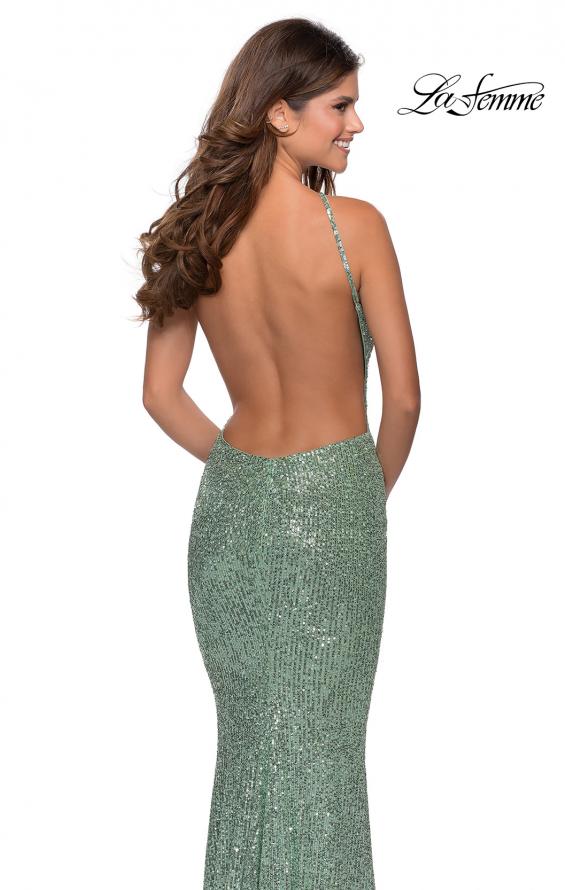 Picture of: Sequin Pyramid Neck Prom Dress with Open Back in Mint, Style: 28650, Detail Picture 6