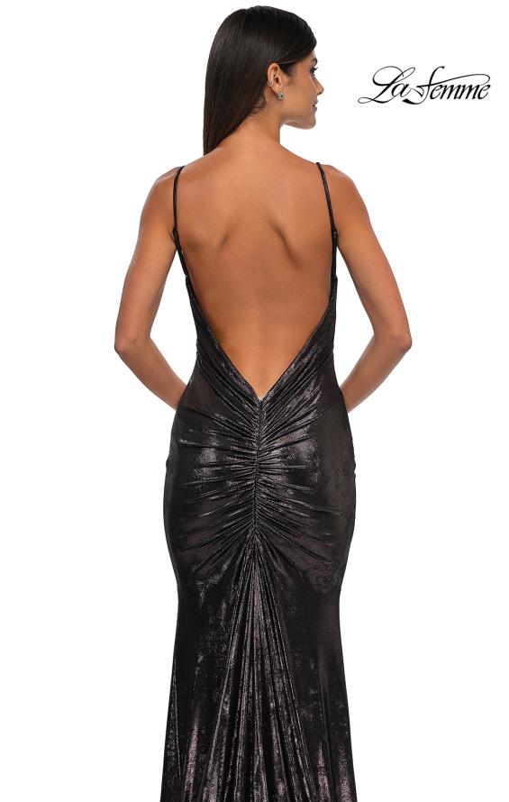 Picture of: Metallic Jersey Dress with Low Back and Ruching in Mocha, Style: 32932, Detail Picture 18