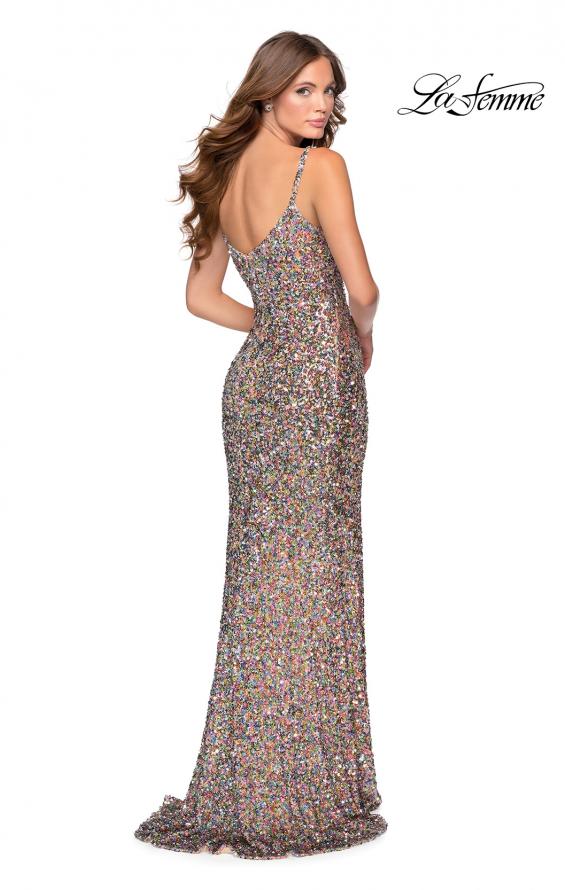 Picture of: Fully Sequined Floor Length Dress with Scoop Neck in Multi, Style: 28482, Back Picture