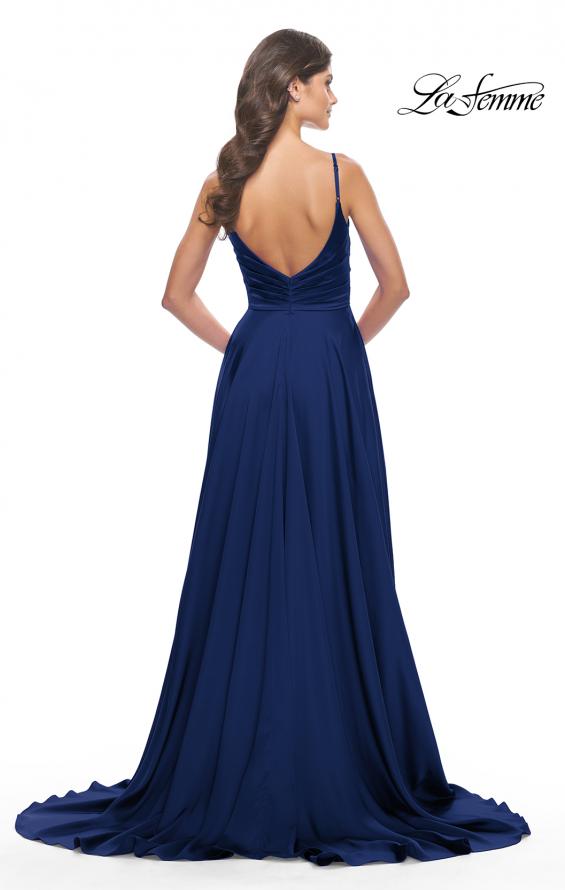 Picture of: Luxury Satin Gown with Criss Cross Bodice in Navy, Style: 31233, Detail Picture 8