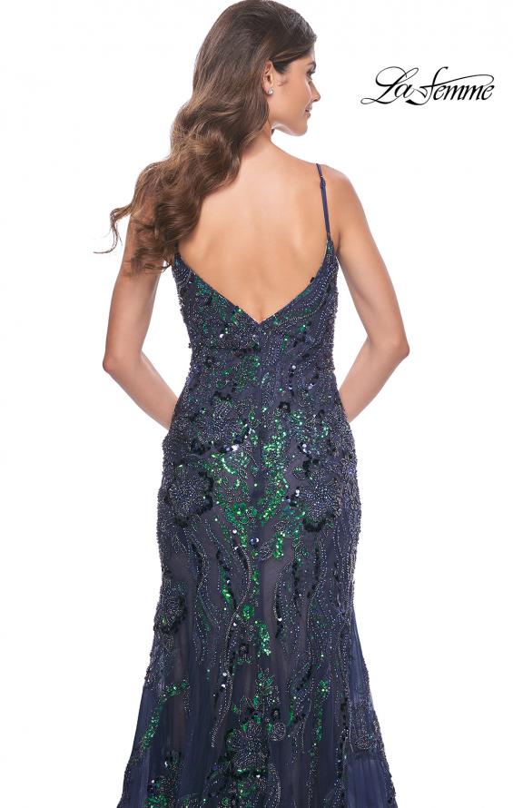 Picture of: Mermaid Sequin and Beaded Embellished Prom Dress in Navy, Style: 32049, Detail Picture 12