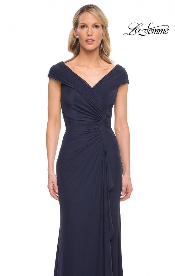 Picture of: Elegant Net Jersey Long Gown with Ruching in Blue, Style: 29996, Main Picture