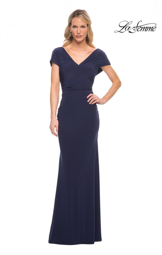 Picture of: Versatile Jersey Long Evening Dress with Short Sleeve in Blue, Style: 29998, Main Picture