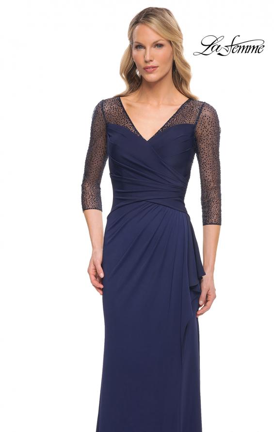 Picture of: Jersey Long Dress with Beading and Ruffle Skirt in Blue, Style: 30028, Main Picture