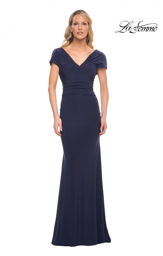 Picture of: Versatile Jersey Long Evening Dress with Short Sleeve in Blue, Style: 29998, Detail Picture 8