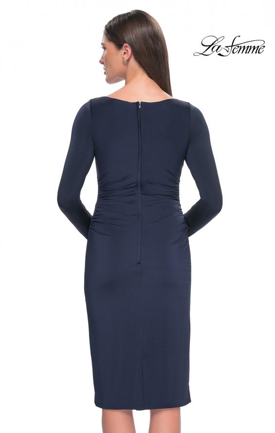 Picture of: Short Simple Jersey Dress with Flattering Ruching in Navy, Style: 31015, Detail Picture 10