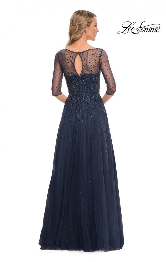 Picture of: Tulle A-line Evening Dress with Beading in Navy, Style: 24894, Back Picture