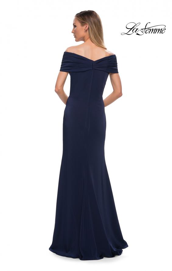 Picture of: Simply Chic Off the Shoulder Jersey Gown in Navy, Back Picture