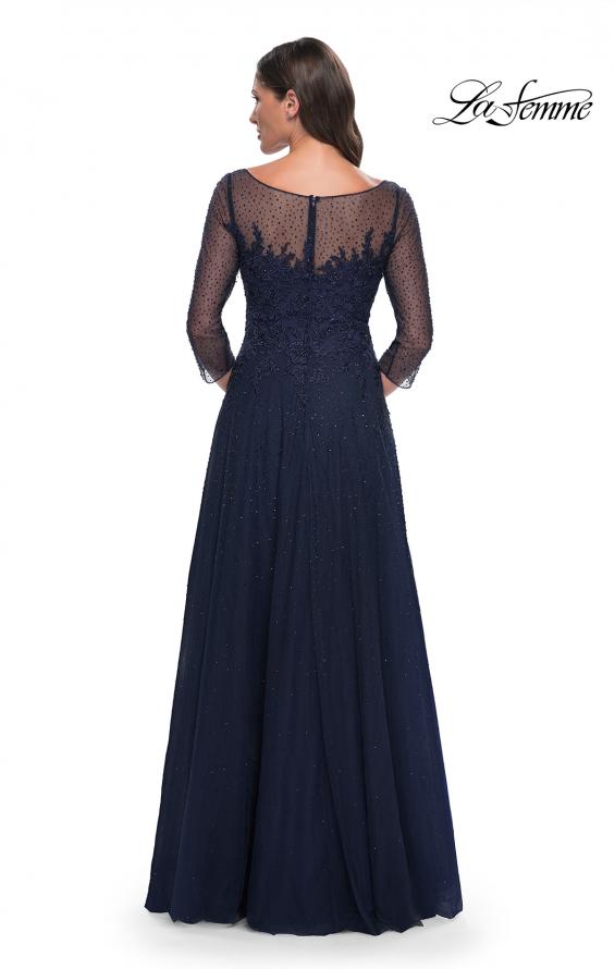 Picture of: Rhinestone Embellished A-Line Tulle and Lace Evening Dress in Navy, Style: 31235, Back Picture