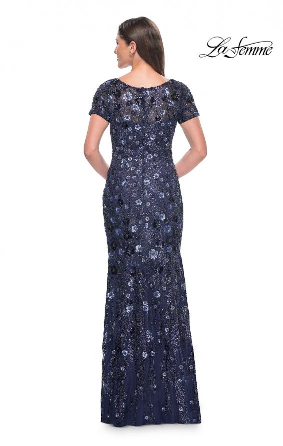 Picture of: Mother of the Bride Dress with Unique Floral Sequin Design in Navy, Style: 31779, Back Picture