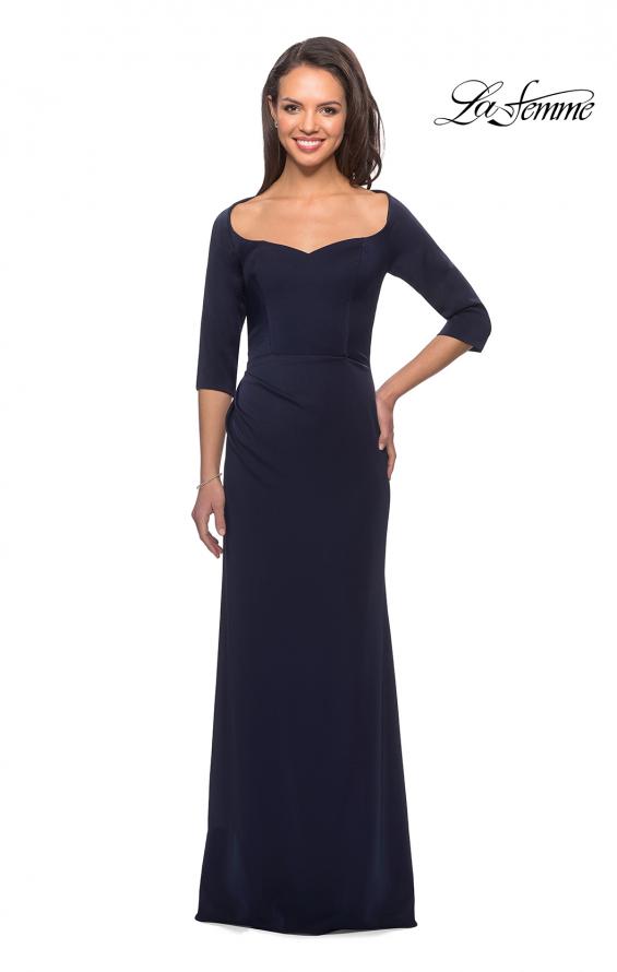 Picture of: Classic Long Dress with Three Quarter Sleeves in Navy, Style: 25148, Detail Picture 1