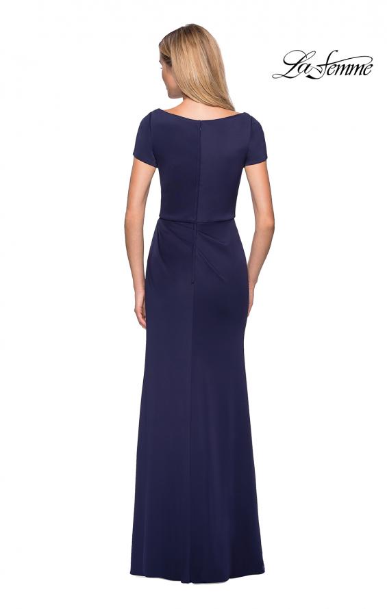 Picture of: Elegant Long Jersey Dress with Short Sleeves in Navy, Style: 27067, Detail Picture 2