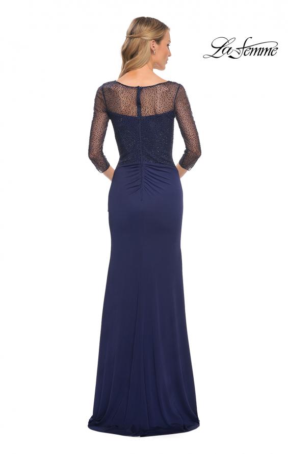 Picture of: Jersey Long Dress with Beading and Ruffle Skirt in Blue, Style: 30028, Detail Picture 2