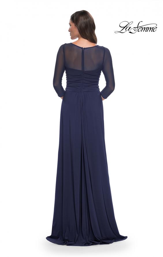 Picture of: Chic Black Evening Dress with Illusion Neckline and Sleeves in Navy, Style: 30230, Detail Picture 2