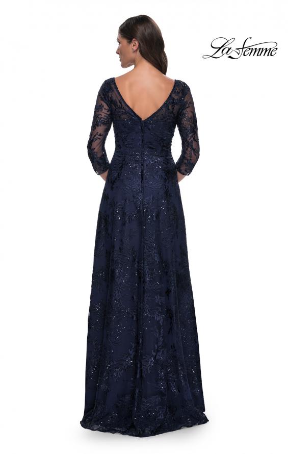 Picture of: Beautiful Lace Mother of the Bride Dress with Illusion Neckline in Navy, Style: 30835, Detail Picture 2