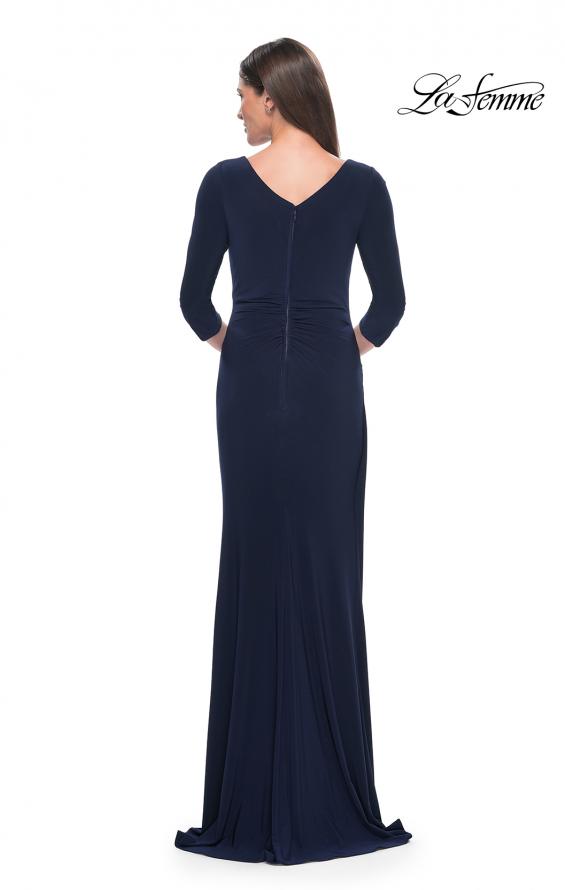 Picture of: Long Evening Dress with Wrap Style Neckline in Navy, Style: 31020, Detail Picture 2