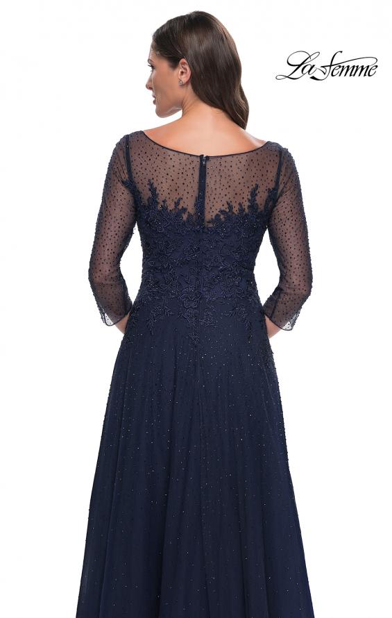 Picture of: Rhinestone Embellished A-Line Tulle and Lace Evening Dress in Navy, Style: 31235, Detail Picture 2