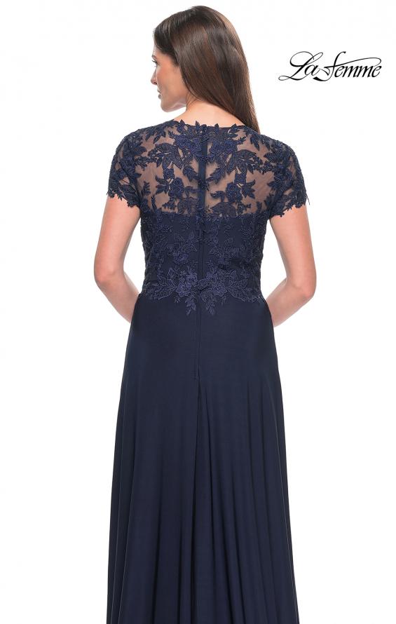 Picture of: Elegant Jersey Evening Dress with Lace Details in Navy, Style: 31906, Detail Picture 2