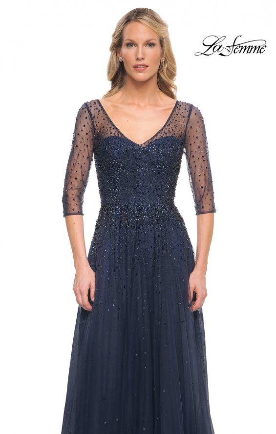 Picture of: Tulle A-line Evening Dress with Beading in Navy, Style: 24894, Detail Picture 3