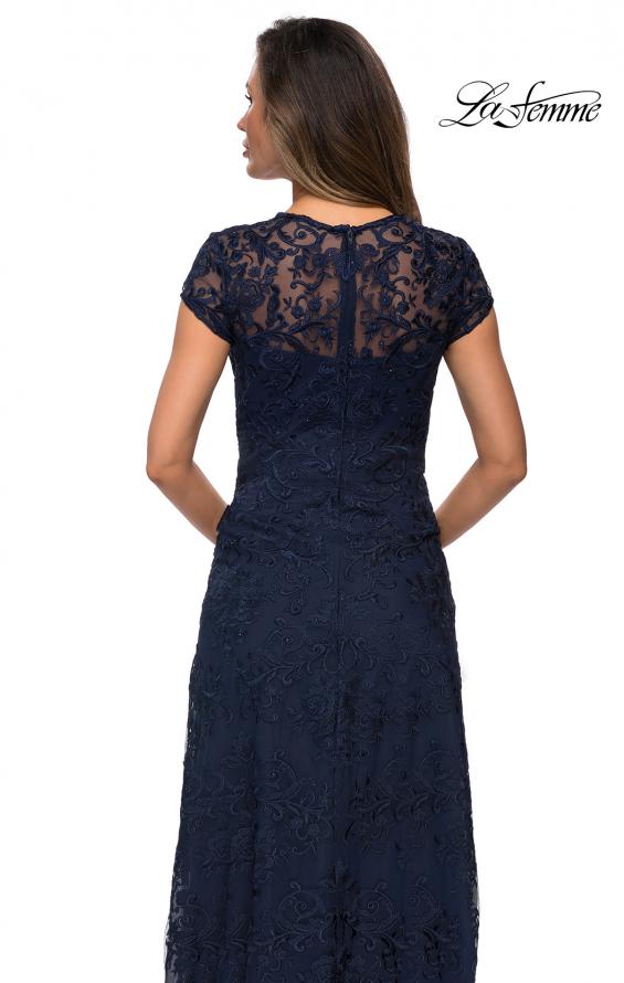 Picture of: Cap Sleeve Floral Gown with Sweetheart Neckline in Navy, Style: 27951, Detail Picture 4