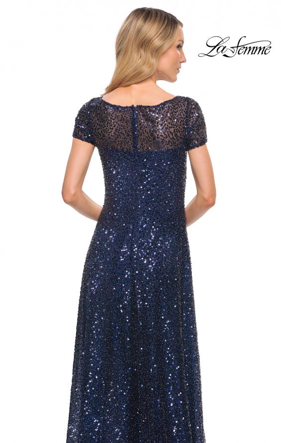 Picture of: Stunning Beaded Gown with Short Sleeves in Blue, Style: 30122, Detail Picture 4