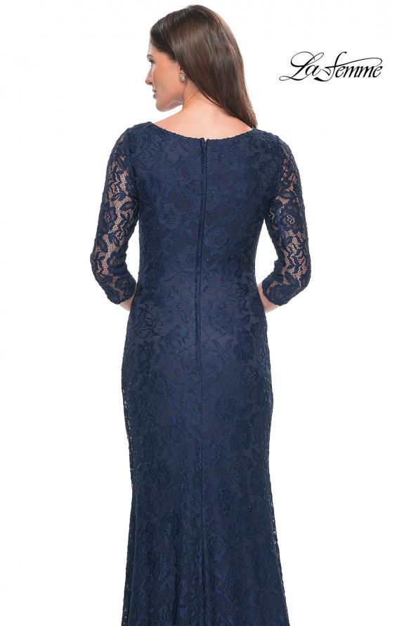 Picture of: Stretch Lace Evening Dress with Ruching in Navy, Style: 30379, Detail Picture 4