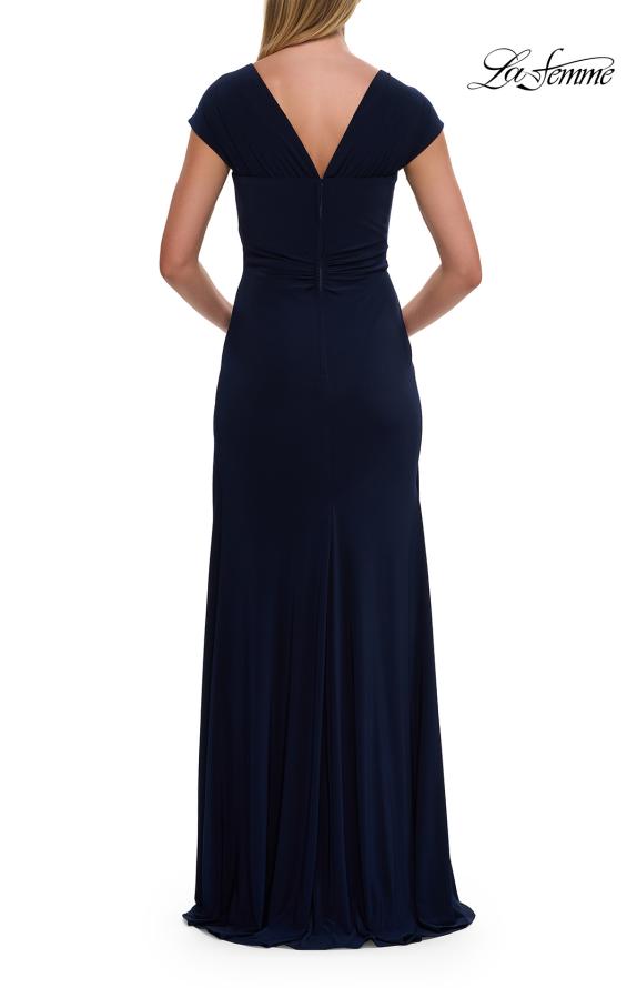 Picture of: Jersey Evening Dress with Cap Sleeves and Ruching in Navy, Style: 30874, Detail Picture 4