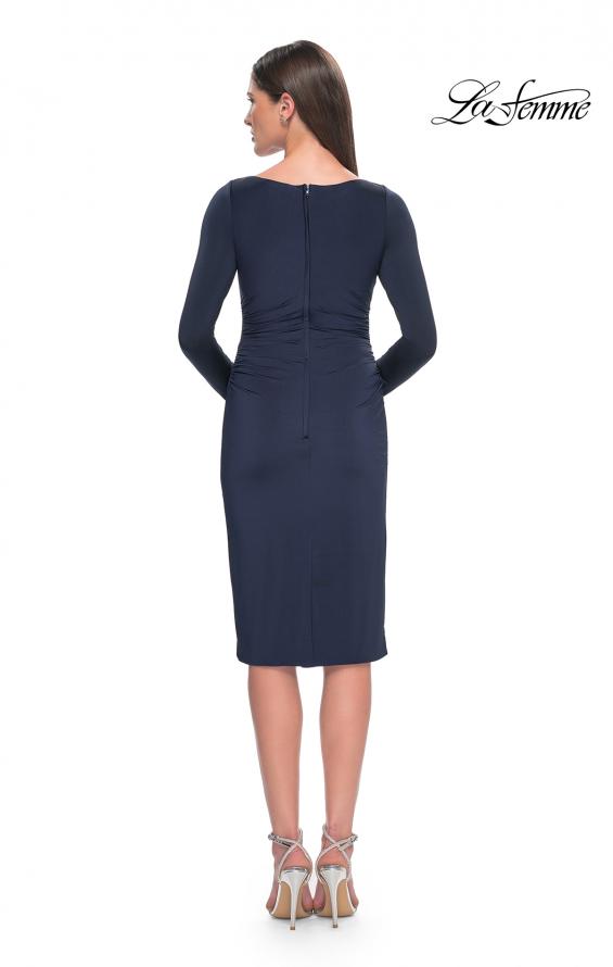 Picture of: Short Simple Jersey Dress with Flattering Ruching in Navy, Style: 31015, Detail Picture 4