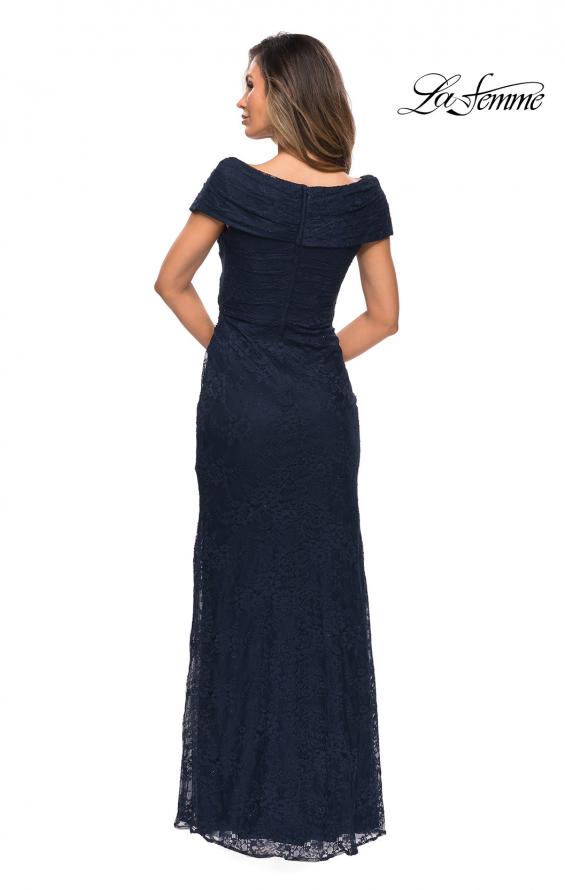 Picture of: Lace Off The Shoulder Cap Sleeve Evening Dress in Navy, Style: 27982, Detail Picture 5