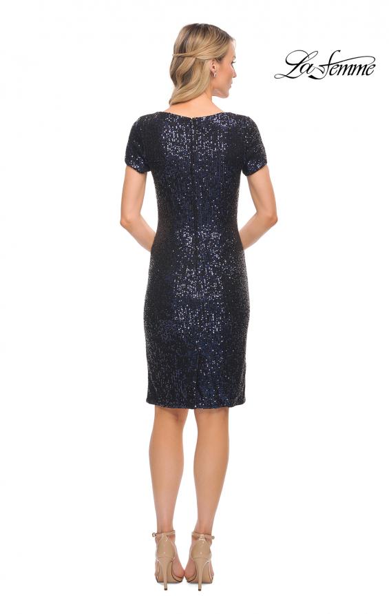 Picture of: Knee Length Sequin Dress with Short Sleeves in Navy, Detail Picture 5