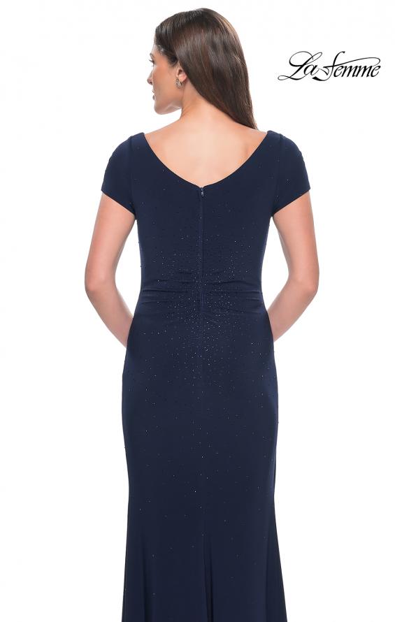 Picture of: Long Jersey Evening Dress with Rhinestone Details in Navy, Style: 31773, Detail Picture 5