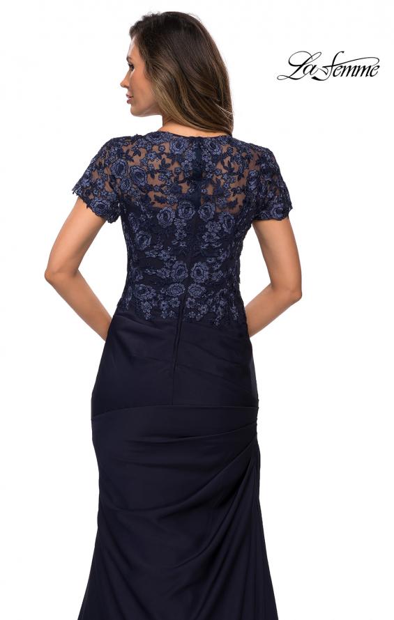 Picture of: Satin Evening Dress with Lace and Scoop Neckline in Navy, Style: 27989, Detail Picture 6