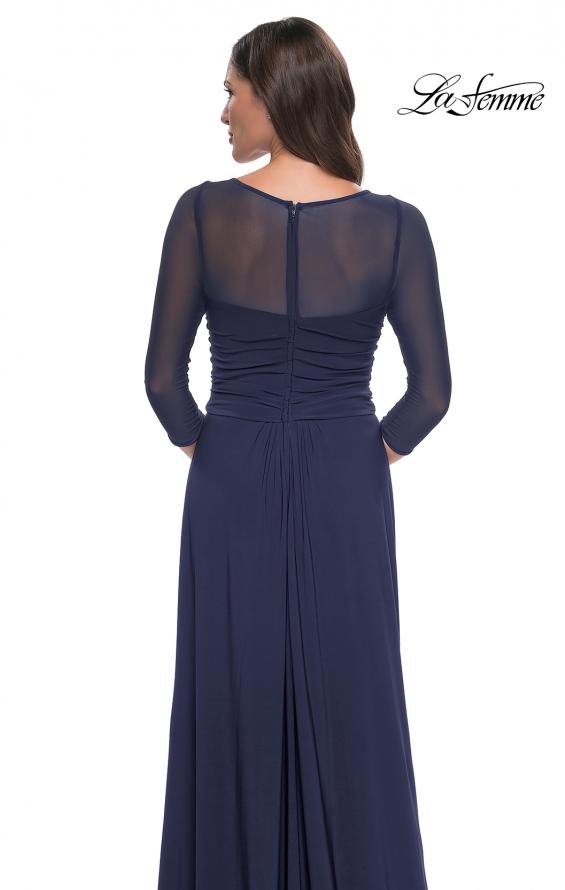 Picture of: Chic Black Evening Dress with Illusion Neckline and Sleeves in Navy, Style: 30230, Detail Picture 6