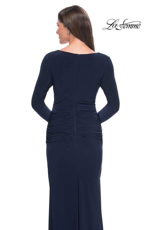 Picture of: Long Jersey Evening Dress with Draped Neckline in Navy, Style: 30813, Detail Picture 6
