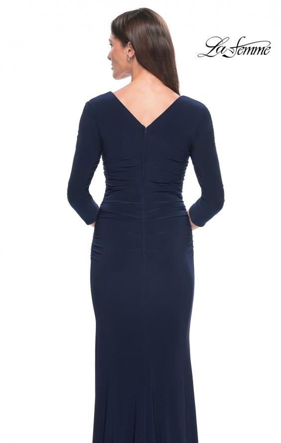 Picture of: Long Jersey Evening Dress with Square Neckline and Sleeves in Navy, Style: 30883, Detail Picture 6