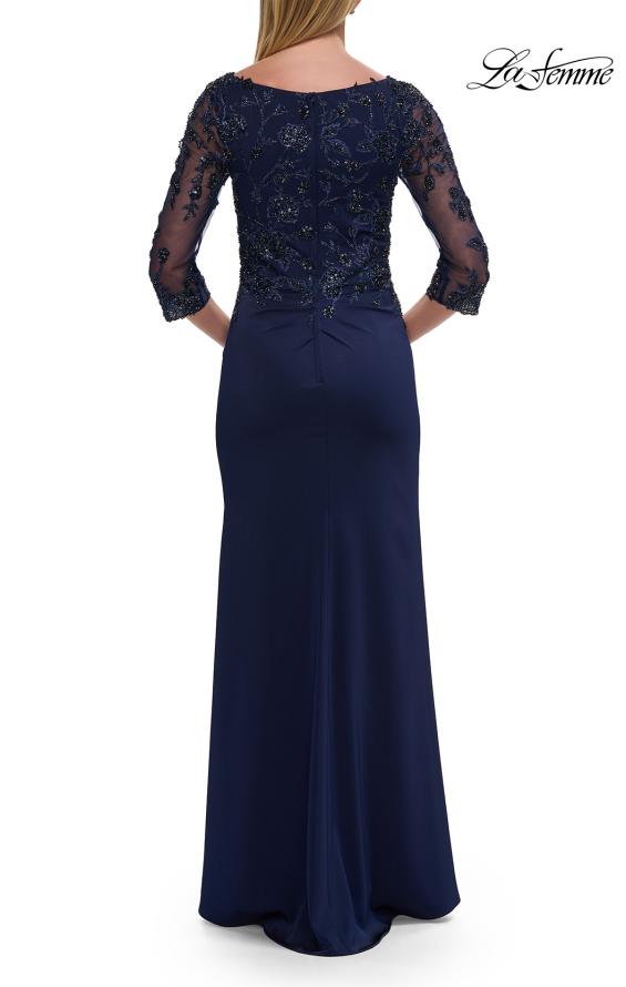Picture of: Long Mother of the Bride Dress with Beaded Lace Bodice in Navy, Style: 32738, Detail Picture 6