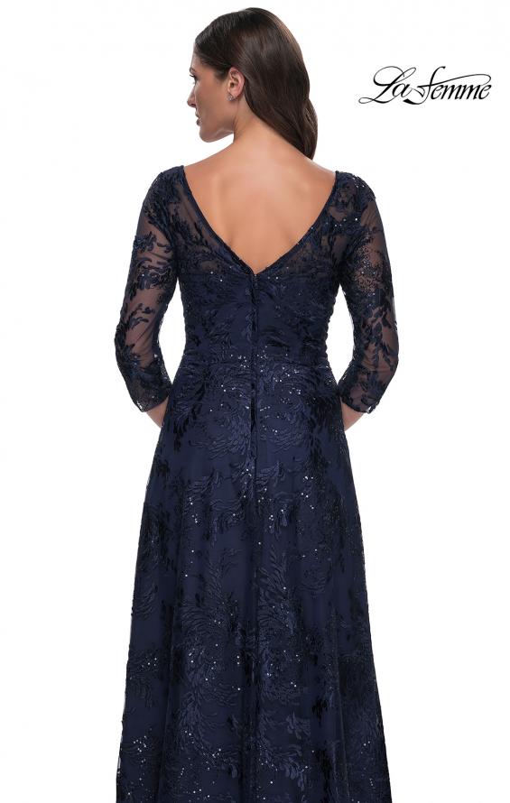 Picture of: Beautiful Lace Mother of the Bride Dress with Illusion Neckline in Navy, Style: 30835, Detail Picture 7