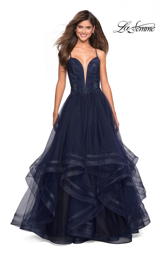 Picture of: Sweetheart Neckline Tulle Formal Gown in Navy, Style: 27192, Main Picture