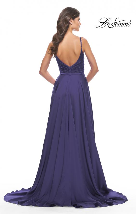 Picture of: Luxury Satin Gown with Criss Cross Bodice in Navy, Style: 31233, Detail Picture 8