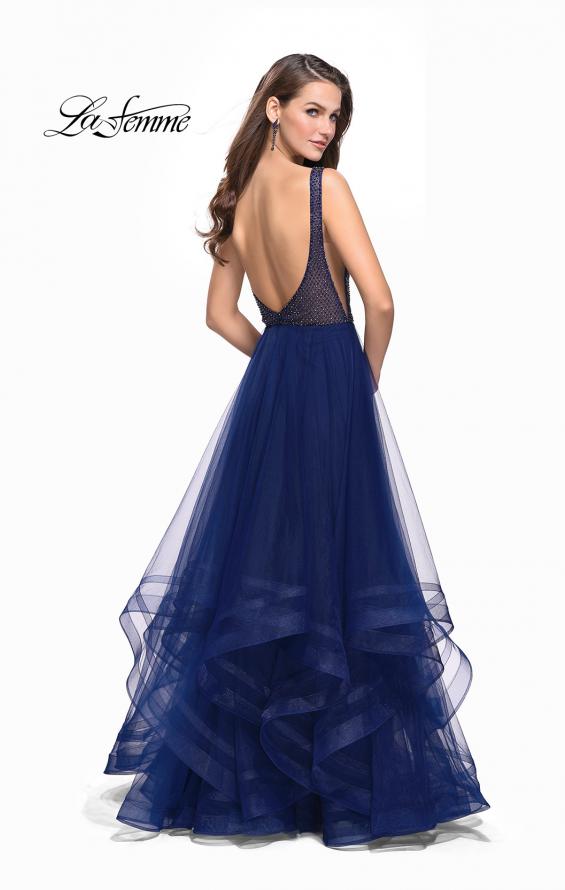 Picture of: Ball Gown with Ruffle Tulle Skirt and Beading in Navy, Style: 25620, Main Picture