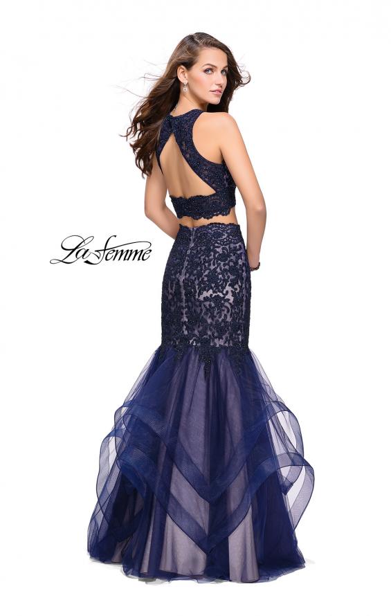 Picture of: Two Piece Lace Prom Dress with Tulle Skirt in Navy, Style: 26071, Back Picture