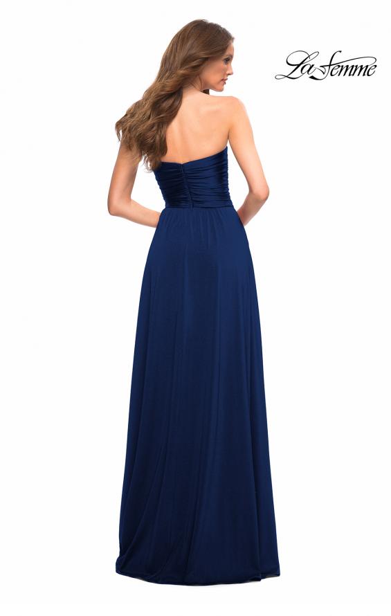 Picture of: Simple Strapless Jersey Dress with High Slit in Navy, Style: 30700, Detail Picture 18