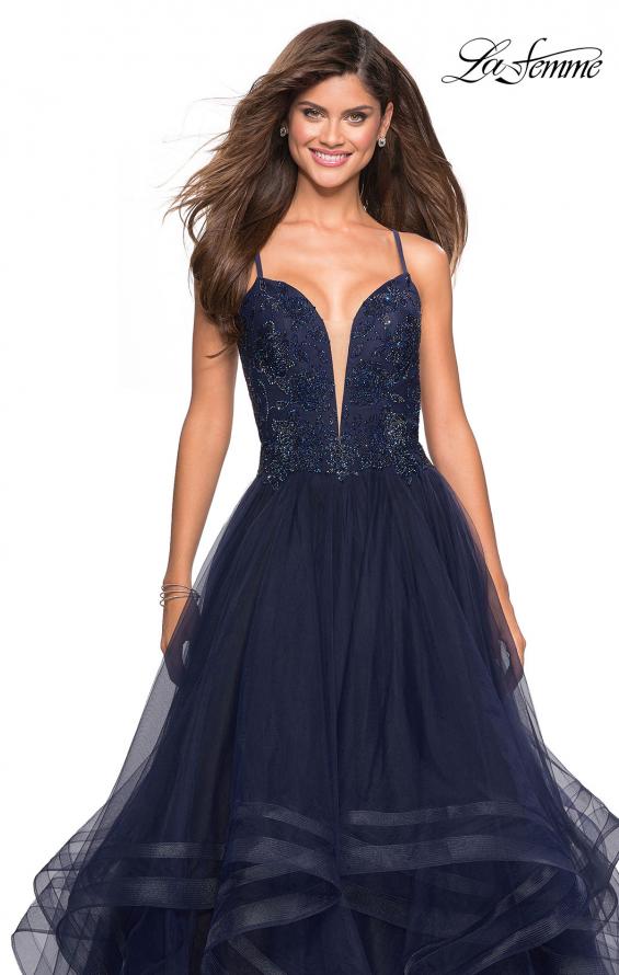 Picture of: Sweetheart Neckline Tulle Formal Gown in Navy, Style: 27192, Detail Picture 1